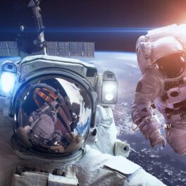Astronauți în spațiu, care își fac poză în costume, cu Pământul pe fundal. NASA finanțează noi proiecte incredibile
