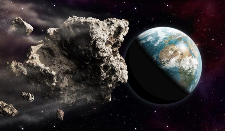 Un asteroid „potențial periculos” care se va apropia de Pământ, cu spațiul pe fundal