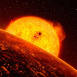 O stea și o exoplanetă, pe fundal negru. Recent, Telescopul James Webb a dezvăluit prima imagine cu o lume extraterestră