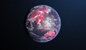 Imagine cu Pământul, cu continente roșii. Experții au avertizat că Pământul a atins Codul Roșu