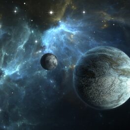 2 planete, similare cu cele pe care le-a descoperit NASA recent, cu lumină albastră pe fundal