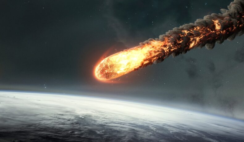 Un asteroid în flăcări care se îndreaptă spre o planetă, precum un asteroid decoperit recent de NASA