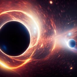 Stea care s-a transformat în gaură neagră și distruge o planetă albastră, pentru a ilustra urmele unor „monștri cerești”